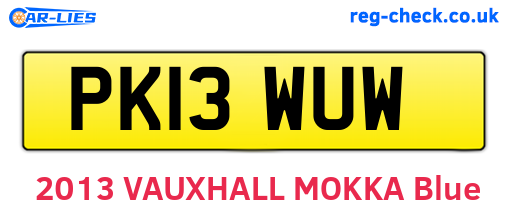 PK13WUW are the vehicle registration plates.