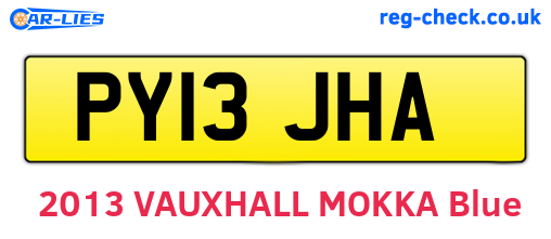 PY13JHA are the vehicle registration plates.