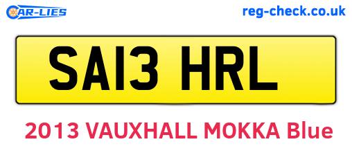 SA13HRL are the vehicle registration plates.