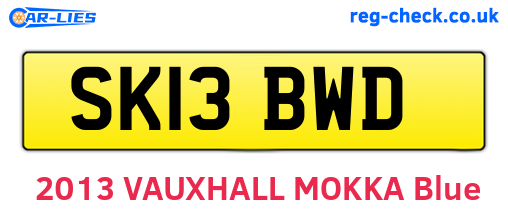 SK13BWD are the vehicle registration plates.