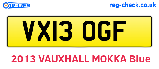 VX13OGF are the vehicle registration plates.