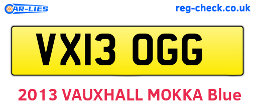 VX13OGG are the vehicle registration plates.