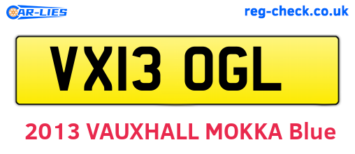 VX13OGL are the vehicle registration plates.