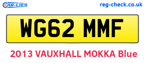 WG62MMF are the vehicle registration plates.