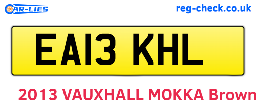 EA13KHL are the vehicle registration plates.