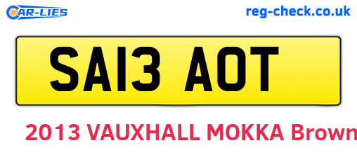 SA13AOT are the vehicle registration plates.