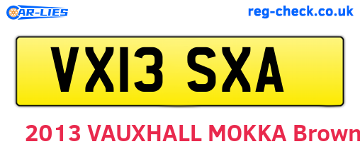 VX13SXA are the vehicle registration plates.