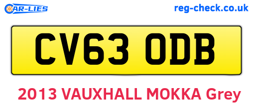 CV63ODB are the vehicle registration plates.