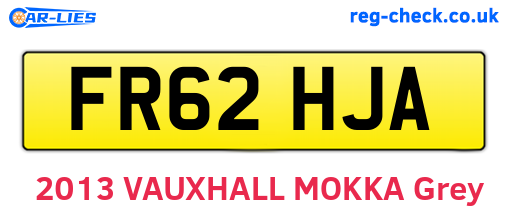 FR62HJA are the vehicle registration plates.
