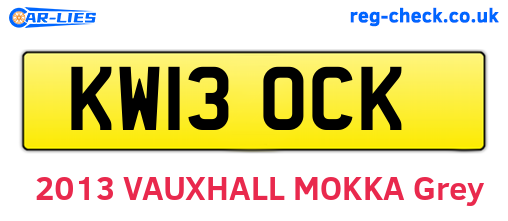 KW13OCK are the vehicle registration plates.