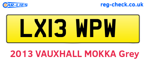 LX13WPW are the vehicle registration plates.