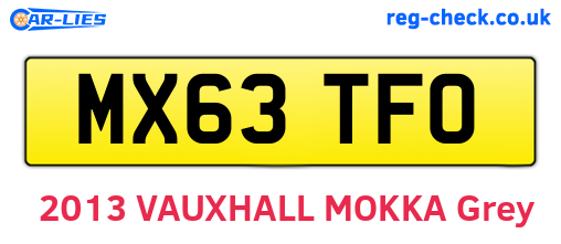 MX63TFO are the vehicle registration plates.