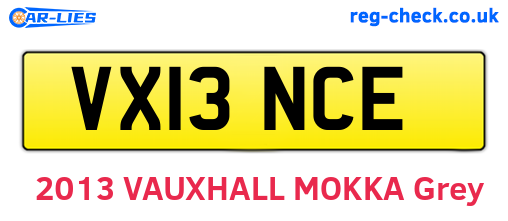 VX13NCE are the vehicle registration plates.