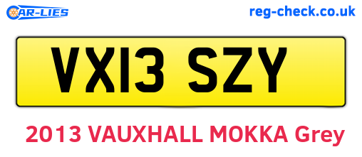 VX13SZY are the vehicle registration plates.
