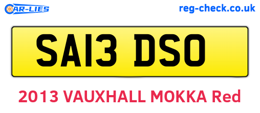 SA13DSO are the vehicle registration plates.