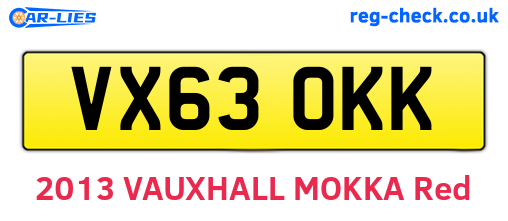 VX63OKK are the vehicle registration plates.