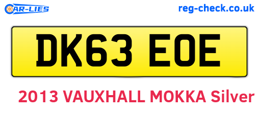 DK63EOE are the vehicle registration plates.
