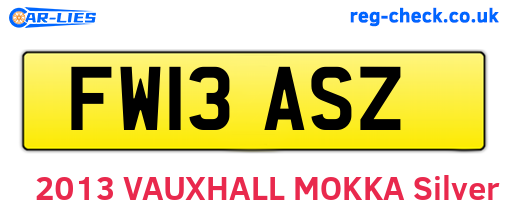 FW13ASZ are the vehicle registration plates.