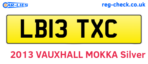 LB13TXC are the vehicle registration plates.
