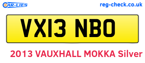 VX13NBO are the vehicle registration plates.
