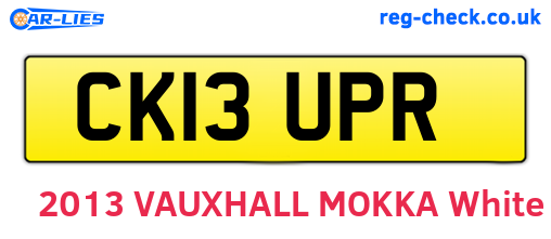 CK13UPR are the vehicle registration plates.