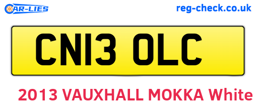 CN13OLC are the vehicle registration plates.