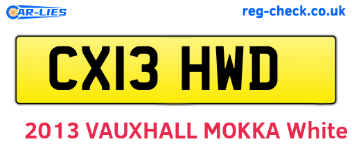 CX13HWD are the vehicle registration plates.