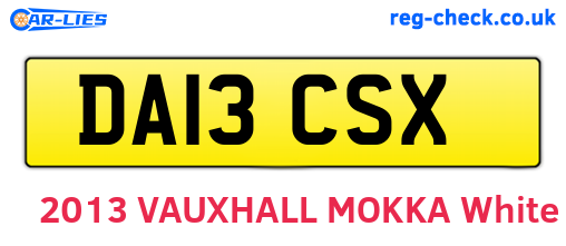 DA13CSX are the vehicle registration plates.
