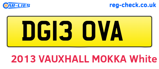 DG13OVA are the vehicle registration plates.