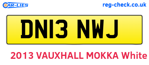 DN13NWJ are the vehicle registration plates.