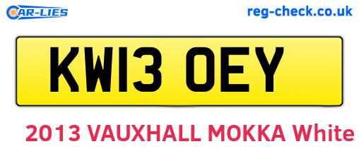 KW13OEY are the vehicle registration plates.
