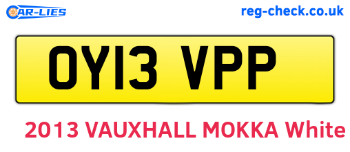 OY13VPP are the vehicle registration plates.