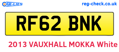 RF62BNK are the vehicle registration plates.
