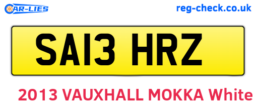SA13HRZ are the vehicle registration plates.