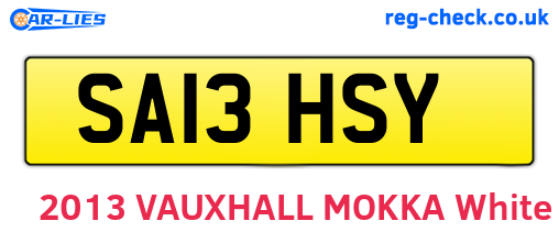 SA13HSY are the vehicle registration plates.