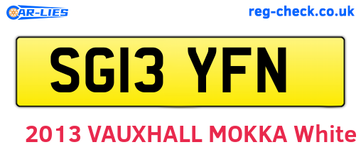SG13YFN are the vehicle registration plates.
