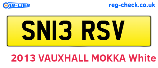 SN13RSV are the vehicle registration plates.