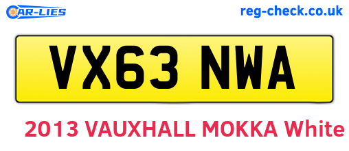 VX63NWA are the vehicle registration plates.