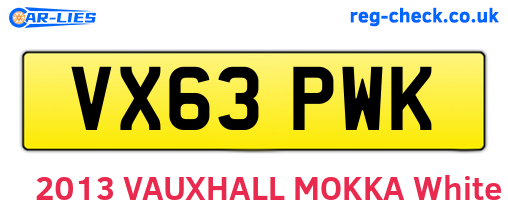 VX63PWK are the vehicle registration plates.