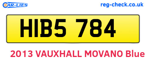 HIB5784 are the vehicle registration plates.