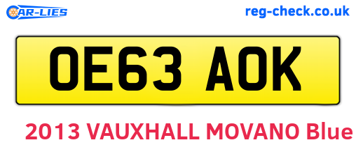 OE63AOK are the vehicle registration plates.