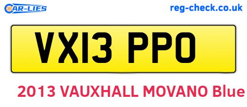 VX13PPO are the vehicle registration plates.