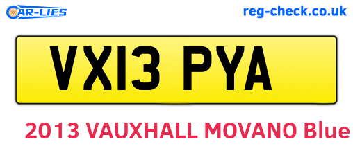 VX13PYA are the vehicle registration plates.
