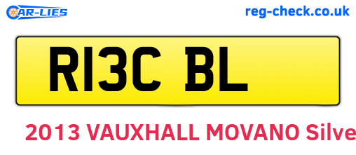 R13CBL are the vehicle registration plates.