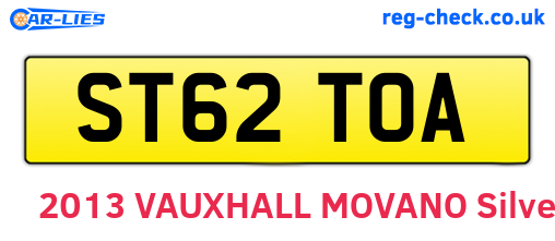 ST62TOA are the vehicle registration plates.