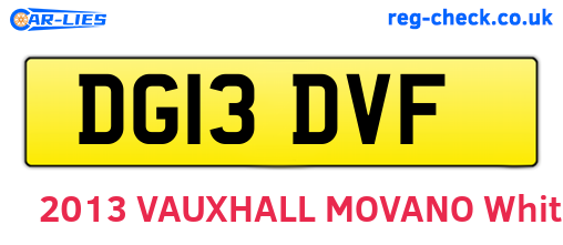 DG13DVF are the vehicle registration plates.