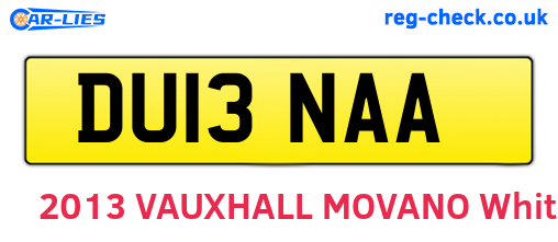 DU13NAA are the vehicle registration plates.