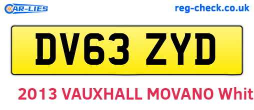 DV63ZYD are the vehicle registration plates.