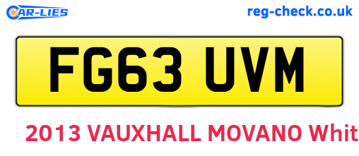 FG63UVM are the vehicle registration plates.