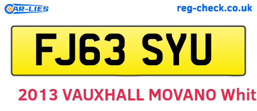 FJ63SYU are the vehicle registration plates.